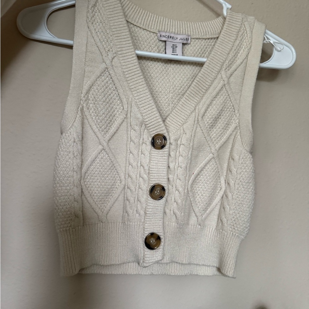 Sincerely Jules Cream V-Neck Cable Knit Sweater